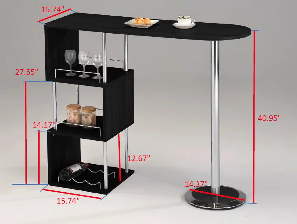 Modern Bistro Bar Table with Wine Rack F380