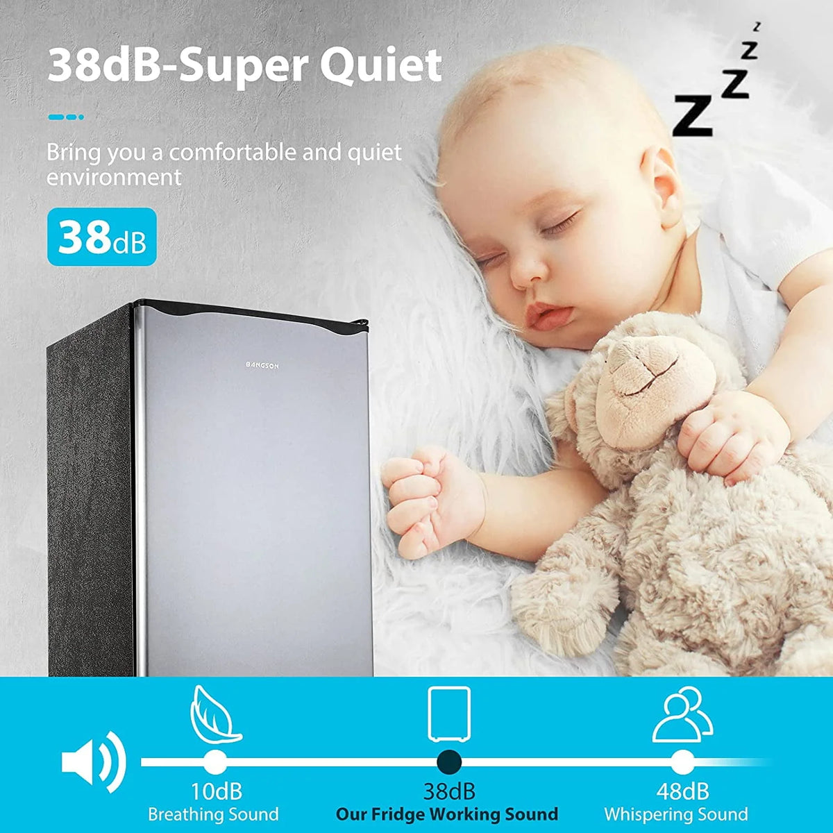 Compact Fridge with Freezer, 3.2 cu.ft., 5 Adjustable Temperatures, Reversible Door, Silver B53147