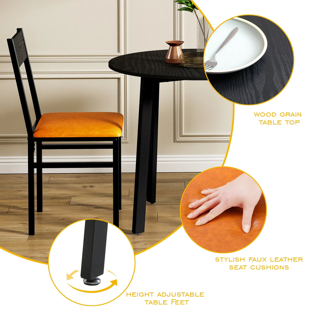 Round Dining Table Set with 2 Cushioned Chairs U396838