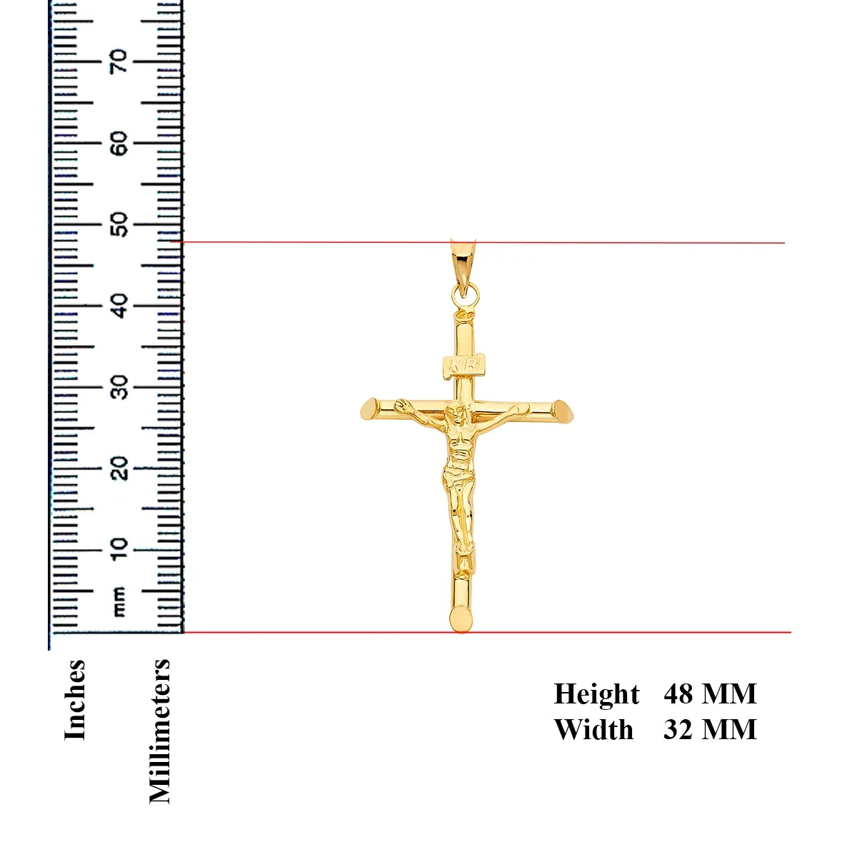 14K Yellow Gold Crucifix Charm Pendant, 48 x 32 MM, 2.5 grams X656712