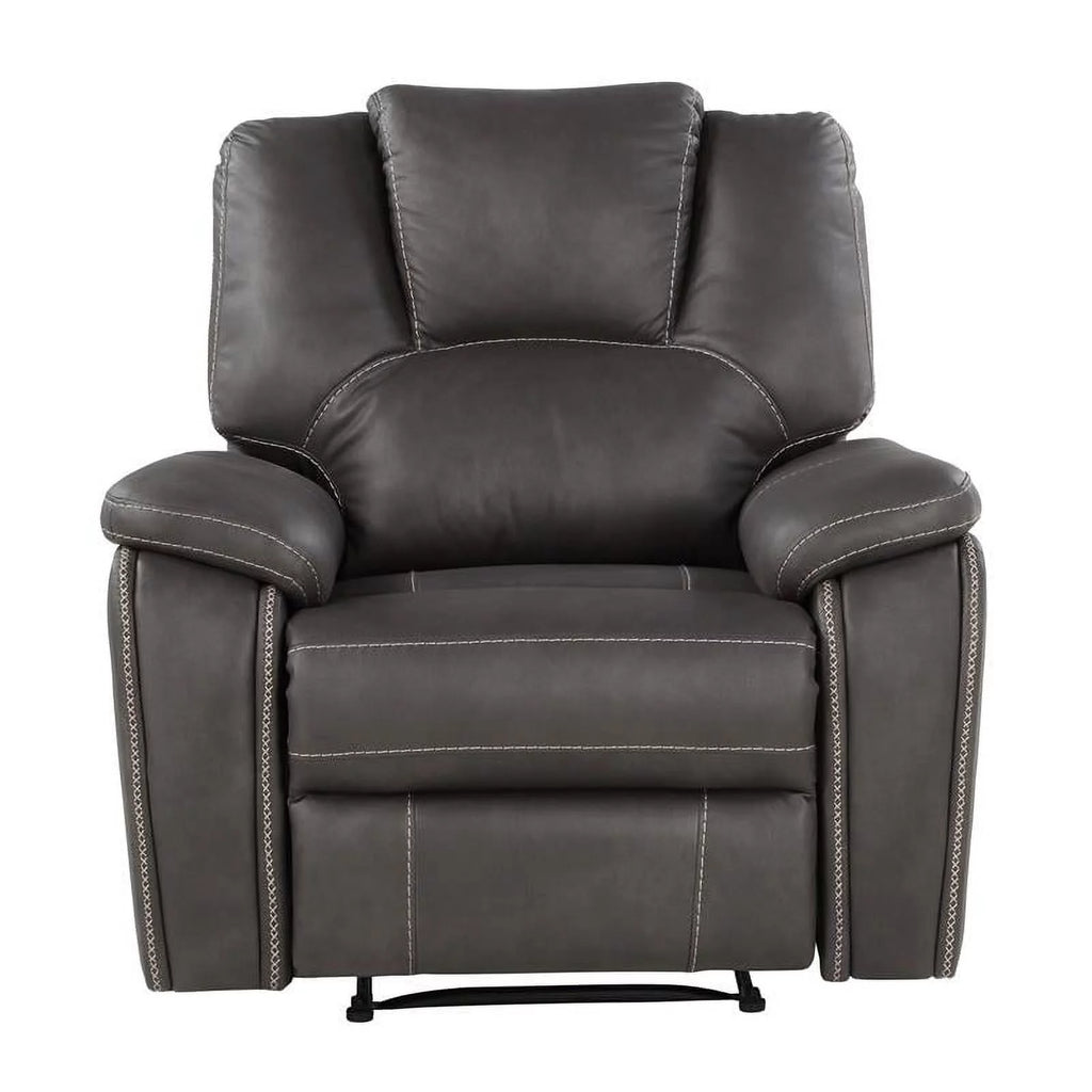 Charcoal Gray Faux Leather Manual Recliner Q291