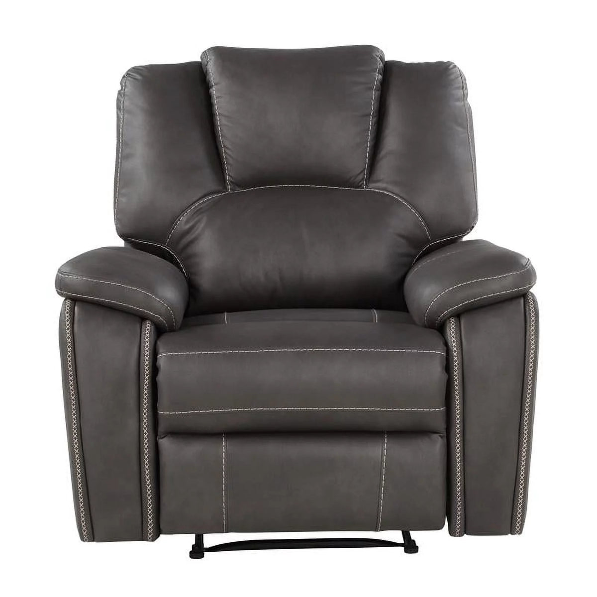 Charcoal Gray Faux Leather Manual Recliner Q291